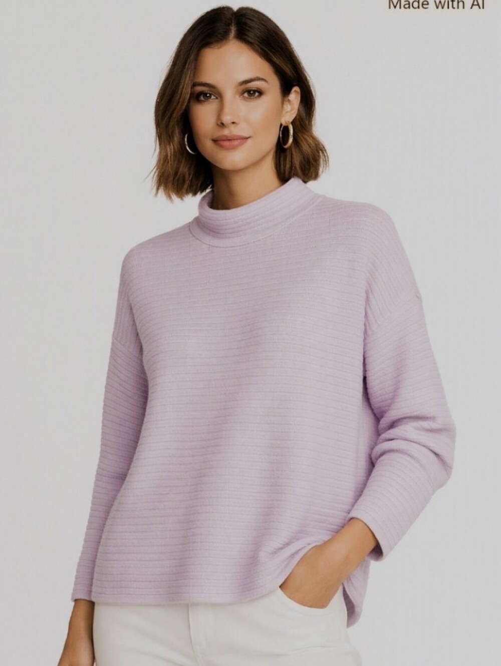French Connection Lilac Ribbed Mock Neck Sweater Large